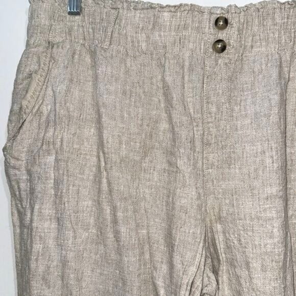 Briggs Womens XXL Beige Linen-Rayon Blend Elastic Waist Pants With Pockets - Picture 6 of 10